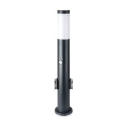 Επιδαπέδιο φωτιστικό κήπου E27 IP44 Stainless + PC με Γκρι σώμα 60cm με ανιχνευτή κίνησης και δύο πρίζες V-TAC – 8976