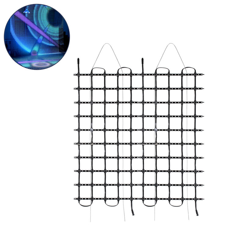 GloboStar® 90141 Digital Pixel Addressable Facade Soft Net Panel – Ψηφιακό Εύκαμπτο Δίχτυ Πάνελ Πρόσοψης Κτιρίων LED SMD 3535 75W/m2 100LED/m2 100PIXEL/m2 SPI/TTL Protocol IC UCS512B 4500lm/m2 120° DC 12V IP67 RGB – Μαύρο Σώμα – Μ100 x Π100 x Υ1.7cm