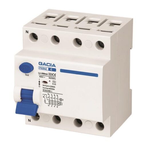 ΡΕΛΕ ΔΙΑΡΡΟΗΣ 4Χ63Α 6KA 300mA GACIA TYPE A EUROLAMP – 500-37533