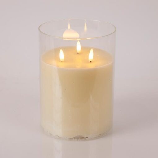 ΚΕΡΙ ΜΠΑΤΑΡΙΑΣ, ΜΕ 3 ΦΛΟΓΕΣ ΚΑΙ ΓΥΑΛΙ, ΙΒΟΥΑΡ, ΜΕ ΧΡΟΝΟΔΙΑΚΟΠΤΗ, 15x20cm EUROLAMP – 147-15135