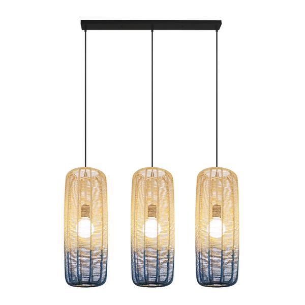 ΦΩΤΙΣΤΙΚΟ ΚΡΕΜΑΣΤΟ ΤΡΙΦΩΤΟ Ε27 RATTAN ΑΣΠΡΟ ΓΑΛΑΖΙΟ EUROLAMP – 144-33030