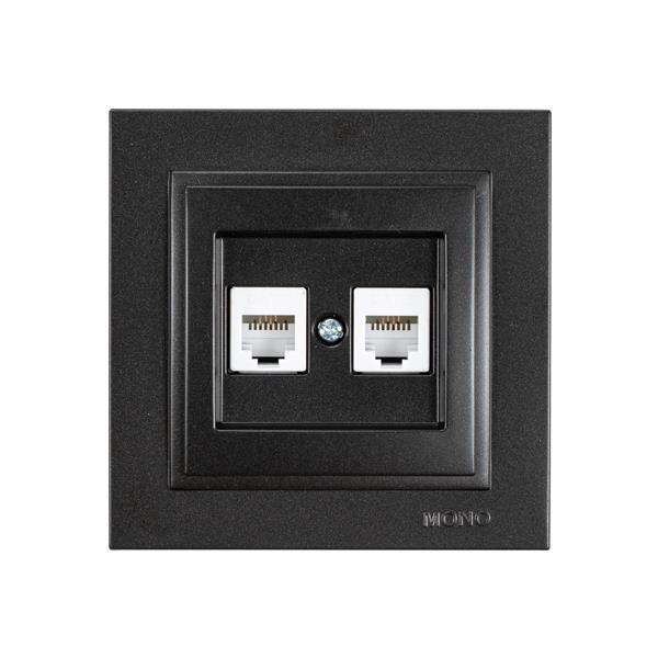 ΠΡΙΖΑ ΤΗΛΕΦΩΝΟΥ ΔΙΠΛΗ RJ 11 ΜΑΥΡΟ EUROLAMP – 152-10339