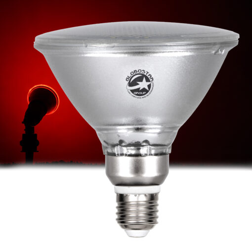 GloboStar® 60229 Λάμπα LED E27 PAR38 Κήπου Σκληρού Υάλου 18W 1200lm 60° AC 220-240V IP65 Φ12 x Υ13cm Κόκκινο – 3 Years Warranty