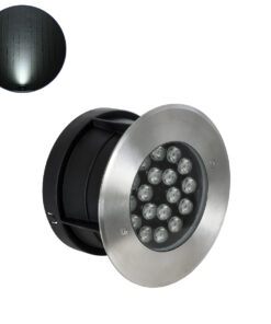 GloboStar® UNDERGROUND-SINA 90572 Χωνευτό Φωτιστικό Σποτ Δαπέδου LED 18W 1710lm 15° DC 24V Αδιάβροχο IP68 Φ20 x Υ11cm Φυσικό Λευκό 4500K – Ανοξείδωτο Ατσάλι – 3 Χρόνια Εγγύηση