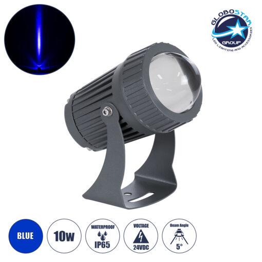 GloboStar® SPOT-FENIA 90136 Σποτ Φωτισμου Wall Washer LED 10W 1000lm 5° DC 24V Αδιάβροχο IP65 D7 x H12cm Μπλε – Γκρι Ανθρακί – 3 Years Warranty
