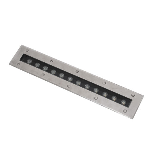 GloboStar® UNDERGROUND-REMVI 90192 Χωνευτό Φωτιστικό Wall Washer Δαπέδου LED 12W 1080lm 10° DC 24V Αδιάβροχο IP68 L50 x W7.4 x H7cm Θερμό Λευκό 2700K – Ανοξείδωτο Ατσάλι – 3 Years Warranty