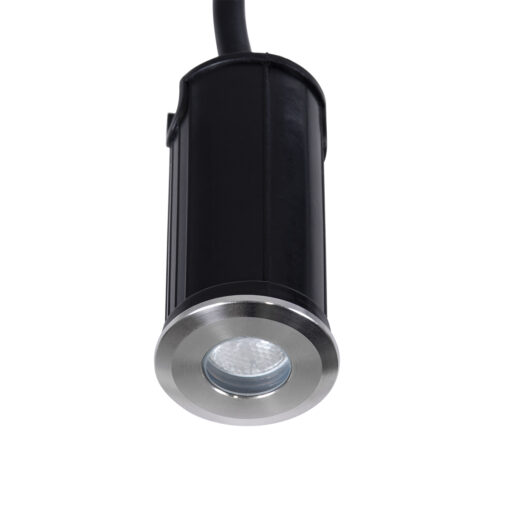 GloboStar® UNDERGROUND-GENA 90199 Χωνευτό Φωτιστικό Σποτ Δαπέδου LED 1W 80lm 5° DC 24V Αδιάβροχο IP68 Φ3 x Υ6cm Μπλε – Ανοξείδωτο Ατσάλι – 3 Years Warranty