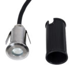 GloboStar® UNDERGROUND-GENA 90199 Χωνευτό Φωτιστικό Σποτ Δαπέδου LED 1W 80lm 5° DC 24V Αδιάβροχο IP68 Φ3 x Υ6cm Μπλε – Ανοξείδωτο Ατσάλι – 3 Years Warranty