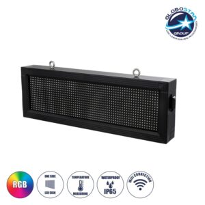 GloboStar® DISPLAY 90267 LED Scrolling Display 64x16cm – Κυλιόμενη Ψηφιακή Πινακίδα / Επιγραφή Μονής Όψης P10 LED SMD AC 220-240V – Λειτουργία μέσω Wi-Fi με Εφαρμογή APP – Αισθήτηρας Θερμοκρασίας και Υγρασίας – Αδιάβροχο IP65 – Μ72 x Π9 x Υ24cm – RGB – 1 Χρόνο Εγγύηση