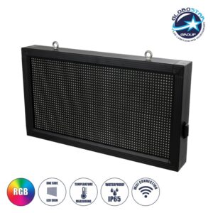 GloboStar® DISPLAY 90277 LED Scrolling Display 64x32cm – Κυλιόμενη Ψηφιακή Πινακίδα / Επιγραφή Μονής Όψης P10 LED SMD AC 220-240V – Λειτουργία μέσω Wi-Fi με Εφαρμογή APP – Αισθήτηρας Θερμοκρασίας και Υγρασίας – Αδιάβροχο IP65 – Μ72 x Π9 x Υ42.5cm – RGB – 1 Χρόνο Εγγύηση