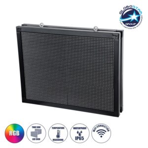 GloboStar® DISPLAY 90289 LED Scrolling Display 64x48cm – Κυλιόμενη Ψηφιακή Πινακίδα / Επιγραφή Διπλής Όψης P10 LED SMD AC 220-240V – Λειτουργία μέσω Wi-Fi με Εφαρμογή APP – Αισθήτηρας Θερμοκρασίας και Υγρασίας – Αδιάβροχο IP65 – Μ70 x Π11 x Υ54.5cm – RGB – 1 Χρόνο Εγγύηση