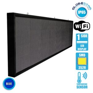 GloboStar® 90293 Κυλιόμενη Ψηφιακή Επιγραφή P10 LED SMD AC 220-240V με Wi-Fi – Αδιάβροχή IP54 – Μονής Όψης – Μ264 x Π9 x Υ72cm Μπλε