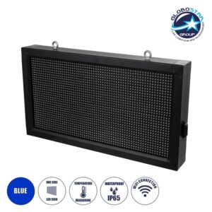 GloboStar® DISPLAY 90328 LED Scrolling Display 64x32cm – Κυλιόμενη Ψηφιακή Πινακίδα / Επιγραφή Μονής Όψης P10 LED SMD AC 220-240V – Λειτουργία μέσω Wi-Fi με Εφαρμογή APP – Αισθήτηρας Θερμοκρασίας και Υγρασίας – Αδιάβροχο IP65 – Μ72 x Π9 x Υ42.5cm – Μπλε – 1 Χρόνο Εγγύηση