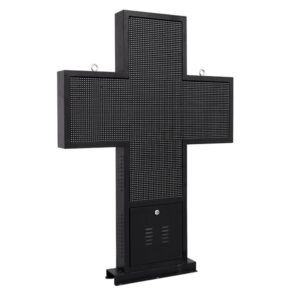 GloboStar® 90347 Κυλιόμενη Ψηφιακή Επιγραφή Σταυρός Φαρμακείου P10 LED SMD AC 220-240V με Wi-Fi – Αδιάβροχή IP54 – Μονής Όψης – Μ100 x Π12 x Υ100cm RGBW