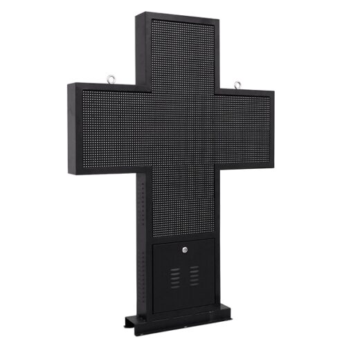 GloboStar® 90347 Κυλιόμενη Ψηφιακή Επιγραφή Σταυρός Φαρμακείου P10 LED SMD AC 220-240V με Wi-Fi – Αδιάβροχή IP54 – Μονής Όψης – Μ100 x Π12 x Υ100cm RGBW