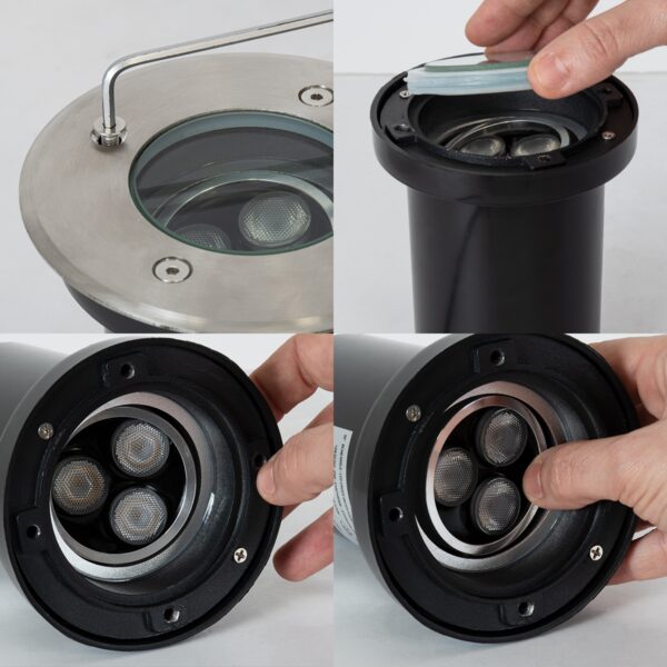 GloboStar® UNDERWATER-LUNTA 90403 Υποβρύχιο Χωνευτό Κινούμενο Φωτιστικό Σποτ Ειδικό για Σιντριβάνια LED 12W 1020lm 60° DC 24V Αδιάβροχο IP68 Φ12 x Υ13cm RGBW DMX512 – Ανοξείδωτο Ατσάλι – 3 Years Warranty