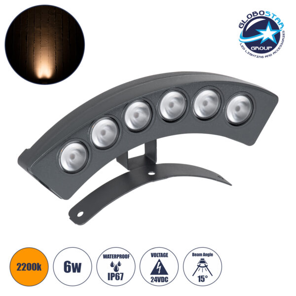 GloboStar® TREELIGHT-PLANTE 90455 Κυρτή Μπάρα Φωτισμού Wall Washer Ειδική για Φυτά – Δέντρα LED 6W 630lm 15° DC 24V Αδιάβροχο IP67 Μ18 x Π3.5 x Υ7cm Αρχιτεκτονικό Πορτοκαλί 2200K – Γκρι Ανθρακί – 3 Years Warranty