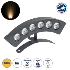 GloboStar® TREELIGHT-PLANTE 90456 Κυρτή Μπάρα Φωτισμού Wall Washer Ειδική για Φυτά – Δέντρα LED 6W 660lm 15° DC 24V Αδιάβροχο IP67 Μ17.5 x Π4.5 x Υ8cm Θερμό Λευκό 2700K – Γκρι Ανθρακί – 3 Years Warranty