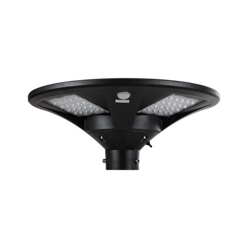 GloboStar® PARK 90501 Αυτόνομο Αδιάβροχο IP67 Ηλιακό Φωτοβολταϊκό Φωτιστικό Στύλου / Κολώνας Πλατείας LED 25W με Ανιχνευτή Κίνησης, Αισθητήρα Νυχτός και Ασύρματο Χειριστήριο Θερμό Λευκό 2700K Φ50 x Υ20cm