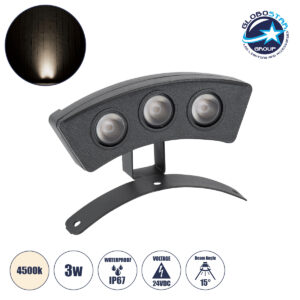 GloboStar® TREELIGHT-PLANTE 90516 Κυρτή Μπάρα Φωτισμού Wall Washer Ειδική για Φυτά – Δέντρα LED 3W 285lm 15° DC 24V Αδιάβροχο IP67 Μ11 x Π3 x Υ8.2cm Φυσικό Λευκό 4500K – Γκρι Ανθρακί – 3 Years Warranty