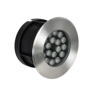 GloboStar® UNDERGROUND-SINA 90573 Χωνευτό Φωτιστικό Σποτ Δαπέδου LED 18W 1530lm 15° DC 24V Αδιάβροχο IP68 Φ20 x Υ11cm RGBW DMX512 – Ανοξείδωτο Ατσάλι – 3 Χρόνια Εγγύηση