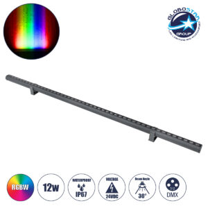GloboStar® WASHER-STELLAR 90577 Μπάρα Φωτισμού Ultra Slim Wall Washer LED 12W 1020lm 30° DC 24V Αδιάβροχο IP67 Μ100 x Π3.2 x Υ3cm RGBW DMX512 – Γκρι Ανθρακί – 3 Years Warranty