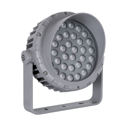 GloboStar® FLOOD-MENA 90337 Προβολέας Wall Washer με Αντιθαμβωτική Γρίλια για Φωτισμό Κτιρίων LED 36W 3060lm 30° AC 220-240V Αδιάβροχο IP67 L23.5 x W17.5 x H25.5cm Αρχιτεκτονικό Πορτοκαλί 2200K – Γκρι Ανθρακί – 3 Years Warranty