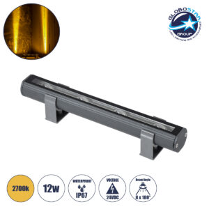 GloboStar® WINDOW-BARI 90587 Αρχιτεκτονικό Φωτιστικό Ανάδειξης Παραθύρων Window Light LED 12W 1080lm 8×180° DC 24V Αδιάβροχο IP67 L30 x W4 x H3.5cm Θερμό Λευκό 2700K – Γκρι Ανθρακί – 3 Years Warranty