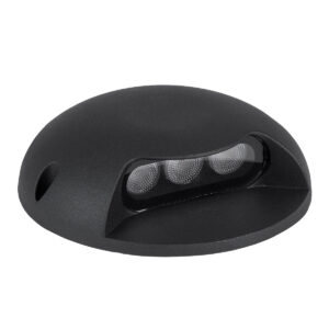 GloboStar® STEP-LUNA 90616 Επιφανειακό Φωτιστικό Σκαλοπατιού – Διαδρόμου LED 3W 330lm 10° DC 24V Αδιάβροχο IP65 Φ12 x Υ3cm Θερμό Λευκό 2700K – Μαύρο – 3 Χρόνια Εγγύηση