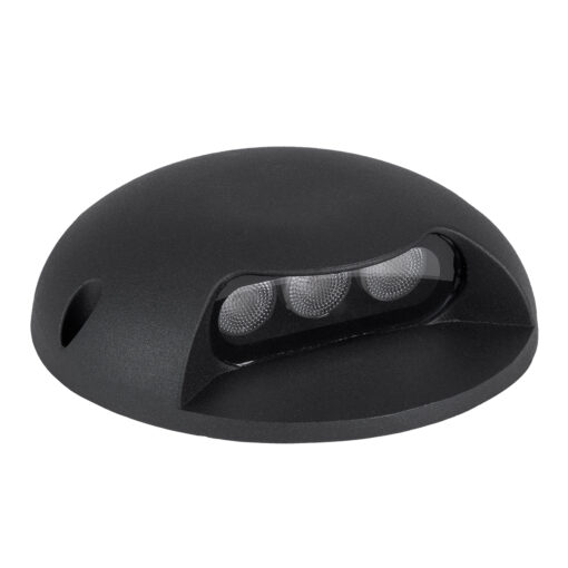 GloboStar® STEP-LUNA 90618 Επιφανειακό Φωτιστικό Σκαλοπατιού – Διαδρόμου LED 6W 600lm 10° DC 24V Αδιάβροχο IP65 Φ12 x Υ3cm Πολύχρωμο RGB DMX512 – Μαύρο – 3 Years Warranty