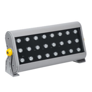 GloboStar® FLOOD-HENA 90643 Προβολέας Wall Washer για Φωτισμό Κτιρίων LED 48W 4800lm 30° DC 24V Αδιάβροχο IP65 Μ39 x Π6 x Υ17cm Πολύχρωμο RGB DMX512 – Ασημί – 3 Years Warranty