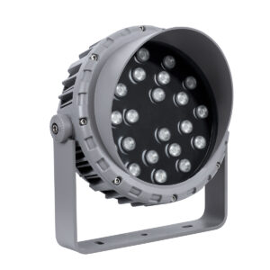 GloboStar® FLOOD-MENA 90647 Προβολέας Wall Washer με Αντιθαμβωτική Γρίλια για Φωτισμό Κτιρίων LED 24W 2040lm 30° DC 24V Αδιάβροχο IP65 Φ23 x Υ18cm Πολύχρωμο RGBW DMX512 – Ασημί – 3 Years Warranty