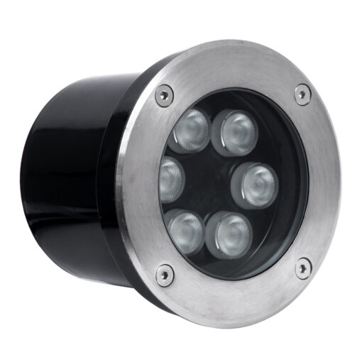 GloboStar® UNDERGROUND-TINA 90666 Χωνευτό Φωτιστικό Σποτ Δαπέδου LED 9W 945lm 30° DC 24V Αδιάβροχο IP65 Φ12 x Υ9cm Πολύχρωμο RGBW DMX512 – Ανοξείδωτο Ατσάλι – 3 Years Warranty
