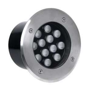 GloboStar® UNDERGROUND-TINA 90667 Χωνευτό Φωτιστικό Σποτ Δαπέδου LED 12W 1320lm 30° DC 24V Αδιάβροχο IP65 Φ16 x Υ9cm Θερμό Λευκό 3000K – Ανοξείδωτο Ατσάλι – 3 Years Warranty