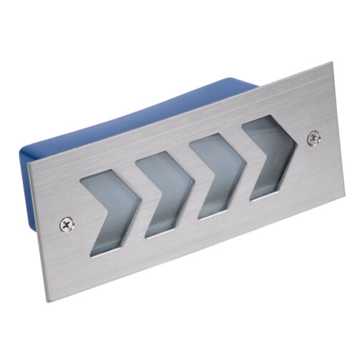 GloboStar® WALLLIGHT-ARINA 90673 Χωνευτό Φωτιστικό Τοίχου LED 6W 600lm 120° DC 24V Αδιάβροχο IP67 Μ17 x Π7 x Υ5.5cm Μπλε – Ανοξείδωτο Ατσάλι – 3 Years Warranty