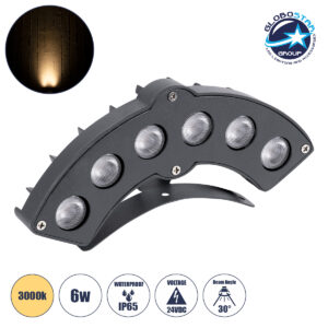 GloboStar® TREELIGHT-GINA 90679 Κυρτή Μπάρα Φωτισμού Wall Washer Ειδική για Φυτά – Δέντρα LED 6W 660lm 30° DC 24V Αδιάβροχο IP65 Μ18 x Π3.5 x Υ7cm Θερμό Λευκό 3000K – Γκρι Ανθρακί – 3 Years Warranty