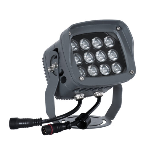 GloboStar® FLOOD-XENA 90699 Προβολέας Wall Washer με Αντιθαμβωτική Γρίλια για Φωτισμό Κτιρίων LED 24W 2040lm 10° DC 24V Αδιάβροχο IP65 L13 x W11 x H15cm RGBW DMX512 – Γκρι Ανθρακί – 3 Years Warranty