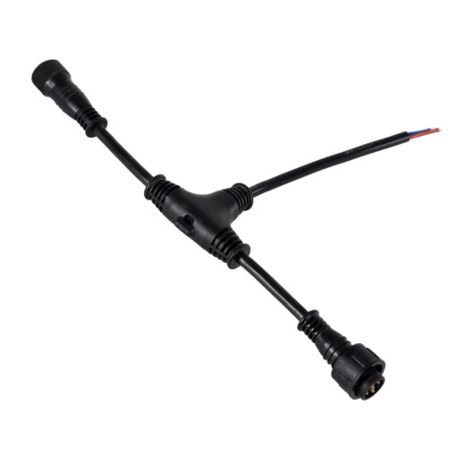 GloboStar® 90707 Ταχυσύνδεσμος Τροφοδοσίας T για Wall Washer και Προβολείς IP65 – 2 Καλώδια +/- σε Power Connector 5 PIN Female & Power Connector 5 PIN Male για Πολύχρωμα RGB+RGBW