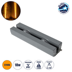 GloboStar® WINDOW-ARTE 90718 Αρχιτεκτονικό Φωτιστικό Ανάδειξης Παραθύρων & Θυρών – Window & Door Light LED 18W 1530lm 8×180° DC 24V Αδιάβροχο IP67 Μ25 x Π7 x Υ4.5cm Αρχιτεκτονικό Πορτοκαλί 2200K – Γκρι Ανθρακί – 3 Χρόνια Εγγύηση