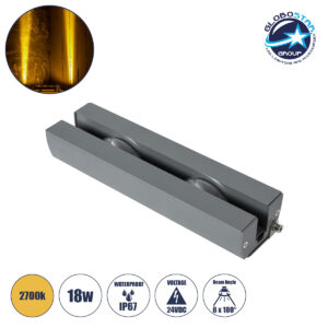 GloboStar® WINDOW-ARTE 90719 Αρχιτεκτονικό Φωτιστικό Ανάδειξης Παραθύρων & Θυρών – Window & Door Light LED 18W 1620lm 8×180° DC 24V Αδιάβροχο IP67 Μ25 x Π7 x Υ4.5cm Θερμό Λευκό 2700K – Γκρι Ανθρακί – 3 Χρόνια Εγγύηση