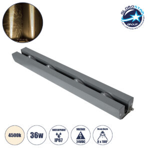 GloboStar® WINDOW-ARTE 90724 Αρχιτεκτονικό Φωτιστικό Ανάδειξης Παραθύρων & Θυρών – Window & Door Light LED 36W 3420lm 8×180° DC 24V Αδιάβροχο IP67 Μ50 x Π7 x Υ4.5cm Φυσικό Λευκό 4500K – Γκρι Ανθρακί – 3 Χρόνια Εγγύηση