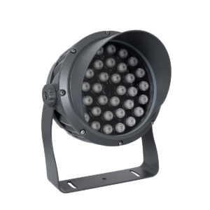 GloboStar® FLOOD-DIMO 90745 Προβολέας Wall Washer με Αντιθαμβωτική Γρίλια για Φωτισμό Κτιρίων LED 54W 4590lm 10° DC 24V Αδιάβροχο IP67 Μ26 x Π28 x Υ35cm RGBW DMX512 – Γκρι Ανθρακί – 3 Χρόνια Εγγύηση