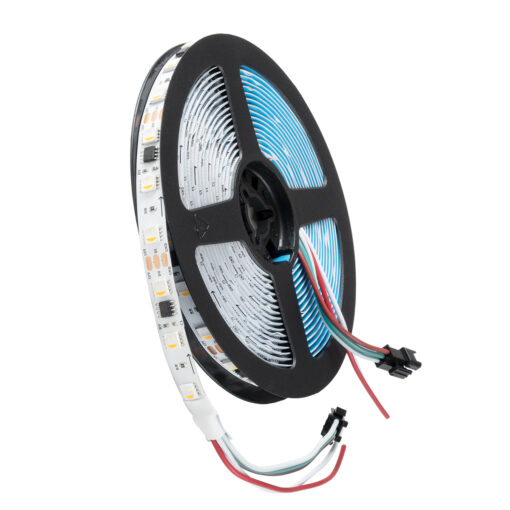 GloboStar® DIGIPRO 90773 Ψηφιακή Ταινία LED SMD 5050 12W/m 60LED/m 20PIXEL/m SPI/TTL Protocol IC TM1814/UCS1912/UCS2912 1200lm/m 120° DC 12V IP20 Πολύχρωμη RGB+WW – Dimmable – Λευκό Σώμα – Μ5000 x Π10 x Υ2mm – Συσκευασία 5 Μέτρων – 5 Χρόνια Εγγύηση