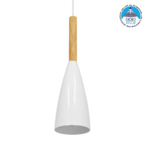 GloboStar® DILLON 00876 Μοντέρνο Κρεμαστό Φωτιστικό Οροφής Μονόφωτο 1 x E27 Λευκό Μεταλλικό Καμπάνα Φ11 x Υ36cm