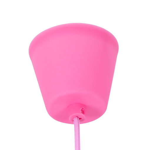 GloboStar® CABLITO 61553 Μοντέρνο Κρεμαστό Φωτιστικό Οροφής Μονόφωτο 1 x E27 Ροζ Σιλικόνης Ανάρτηση με Υφασμάτινο Καλώδιο Φ4 x Υ110cm