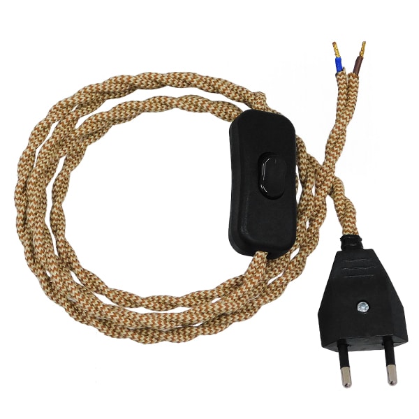 Κρεμαστό Φωτιστικό Whip με Μαύρο Διακόπτη – Μαύρη Πρίζα και Ανοιχτό Καφέ Πλεκτό Καλώδιο 1.4m GloboStar 91037