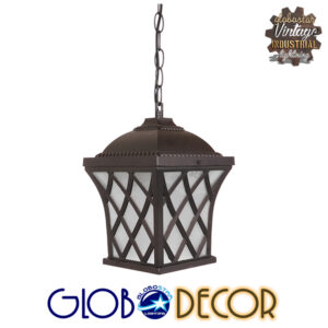 GloboStar® LINCOLN 01399 Vintage Industrial Κρεμαστό Φωτιστικό Οροφής Μονόφωτο 1 x E27 Σκούρο Καφέ Μεταλλικό Πλέγμα Μ8.5 x Π8.5 x Υ26cm