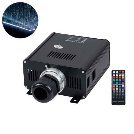 GloboStar® 79612 Μηχανή Οπτικής Ίνας Μονής Κεφαλής – Fiber Optic Light Machine Single Head LED 45W AC 220-240V με Ασύρματο Χειριστήριο RF 2.4Ghz Μ14 x Π26 x Υ8.5cm RGBW – 2 Years Warranty