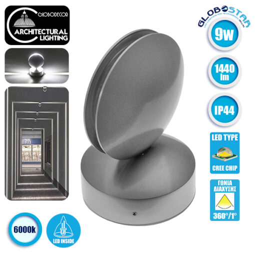 GloboStar® 93066 LED Φωτιστικό Αρχιτεκτονικού Φωτισμού Αδιάβροχο IP44 Δέσμης 1º Μοίρας 9 Watt 1440lm 230V CREE Ψυχρό Λευκό Μ12 x Π11 x Υ17cm