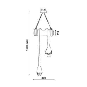 Κρεμαστό Φωτιστικό Οροφής Σχοινί 2xE27 Μέταλλο-Μπαμπού Καφέ ACA DECOR – 932302BBR